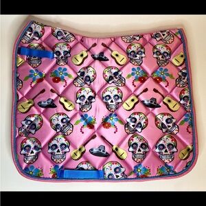 Bubblegum pink guitars and sombreros full dressage saddle pad NEW Los Muertos